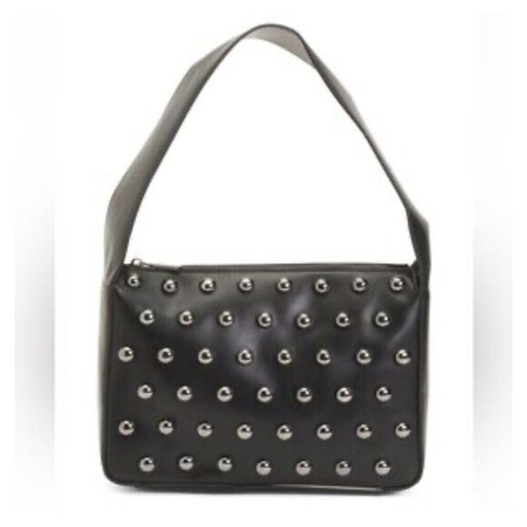 BCBGENERATION Novel Studded Shoulder Hobo HandBag Fx. Leather Black - Picture 1 of 12